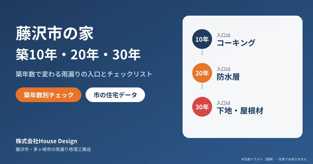 藤沢市の築10年・20年・30年で変わる雨漏りの入口（図解）