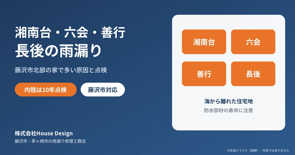 湘南台・六会・善行・長後の雨漏り 藤沢市北部の家で先に傷む防水部材（図解）